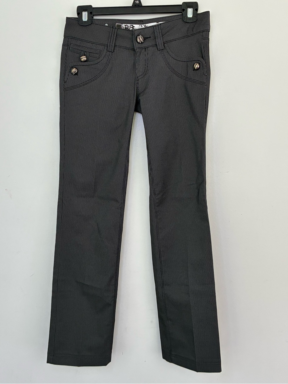 Vintage Waggon Paris Low Rise Pinstripe Trousers Grey Y2K Cyber Grunge